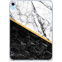 B2Ctelecom iPad (2022) 10.9 | iPad 10.9 (2025) Tablet Back Cover Marmer Wit Zwart - Origineel Cadeau Man