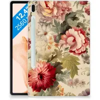 B2Ctelecom Siliconen Hoesje voor Samsung Galaxy Tab S7FE Bloemen