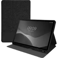 Kwmobile hoes geschikt voor Samsung s9 FE Plus - Slanke tablethoes met standaard - Tablet cover in donkergrijs / zwart
