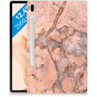 B2Ctelecom Samsung Galaxy Tab S7FE Tablet Back Cover Marmer Oranje