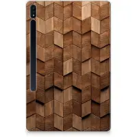 B2Ctelecom Silicone Tablet Hoes voor Samsung Galaxy Tab S7 Plus | S8 Plus Wooden Cubes