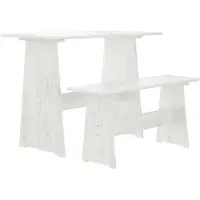 vidaXL Eettafel met bankje REINE massief grenenhout wit
