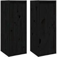 vidaXL Wandkasten 2 st 30x30x80 cm massief grenenhout zwart