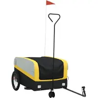 vidaXL Fietstrailer 45 kg ijzer zwart en geel