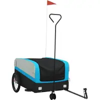 vidaXL Fietstrailer 45 kg ijzer zwart en blauw