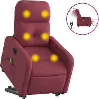 vidaXL Sta-op-massagestoel elektrisch verstelbaar stof wijnrood