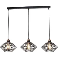 Fantasia SHURU 3x E27 pendel zwart + koper balk