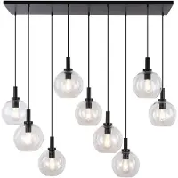 Fantasia 3403626 OSIRA Pendel E27 9L Zwart, Helder Glas 9x Ø200mm