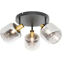QAZQA Slimme plafondspot zwart met goud en smoke glas incl. 3 wifi P45 - Zuzanna