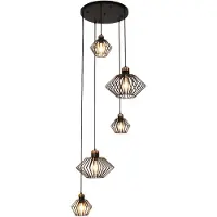Fantasia SHURU 5x E27 pendel zwart+koper