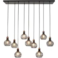 Fantasia Raga Hanglamp - 9x E27 - Zwart/Koper