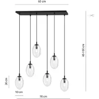 Emibig Hanglamp 6xE14 10W ASTRAL, 6 transparante lampenkappen, model 1265/6
