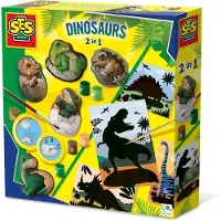 SES Creative – Dino’s 2-in-1 – Gieten & Schilderen én Scratch – met gietmal, gips, verf, scratchkaarten en pen – vanaf 5 jaar