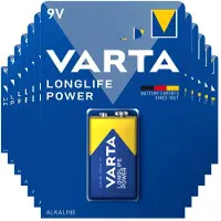 Varta 12x Longlife Power Alkaline Batterijen 9V 565 mAh