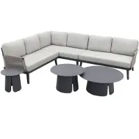 Van der Garde Tuinmeubelen Durban/Velora royal grey loungeset - hoekbank - 4-delig