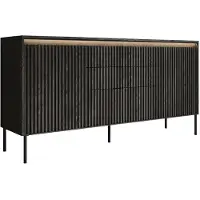 Meubella Dressoir Timoteo - Mat zwart - 166 cm
