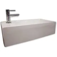 Praya Metis Set lave mains 50x25cm avec robinet, siphon et bonde de vidage Blanc SHOWROOMMODEL