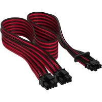 Corsair Premium Individueel Sleeved 12+4pin PCIe Gen 5 12VHPWR 600W kabel, Type 4, ZWART/ROOD, Interne kabel (PC)