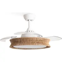 Create - Plafondventilator met Stil Licht 40W Ø107 cm - Rieten Afwerking - WIND CLEAR RATTAN