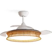 Create - Plafondventilator met Stil Licht 40W Ø107 cm - Rieten Afwerking - WIND CLEAR RATTAN