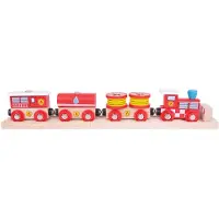 Bigjigs Rail Brandweer Houten Treinset met Spoor