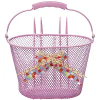 New Looxs Asti Girls Fietsmand Kinderfiets - Roze - Mand voor Meisje - Fietsmandje met Hengsel en Strik - 8 liter