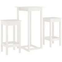 vidaXL 3-delige Barset massief grenenhout wit