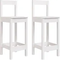 vidaXL Barstoelen 2 st 40x41,5x112 cm massief grenenhout wit