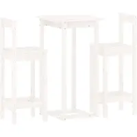vidaXL 3-delige Barset massief grenenhout wit
