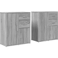 vidaXL Dressoirs 2 st 60x31x70 cm bewerkt hout grijs sonoma eikenkleur