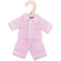 Bigjigs - Pyjama voor pop - Roze/wit gestreept - 25cm