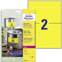 Avery Zweckform Avery weerbestendige etiketten, ft 210 x 148 mm, geel, pak van 40 etiketten