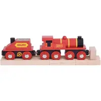 Bigjigs Toys Bigjigs Houten Locomotief met Wagon - Rood