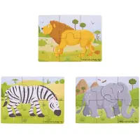 Bigjigs Set van 3 houten puzzels – Vrolijk Jungle