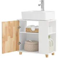 SoBuy Meuble sous Lavabo Blanc et Bois 60x60x29cm