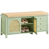SoBuy FSR129-GR Schoenenbank, Schoenenkast, Entree Lage Kast, Opbergbank, Opbergkast Met 3 Lades,1 Gestoffeerd Kussen En 2 Deur