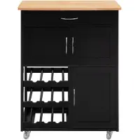 SoBuy Keukentrolley met werkblad – Zwart 67x86x38cm