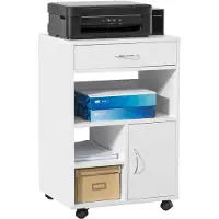 SoBuy Kantoor opbergkastje op wieltjes - 50x40x75 cm - Max. 50KG - Wit