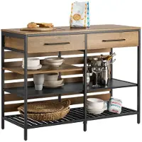 SoBuy Wandtafel - Met 2 Laden en 3 Planken -Max. 105 kg - Industrieel - 120 x 45 x 91 cm