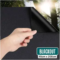 Homewell Verduisteringsdoek 45x200cm - Raamfolie Verduisterend - Blackout - Anti Inkijk, Isolerend en Zonwerend - Herbruikbaar - Statisch – Zwart