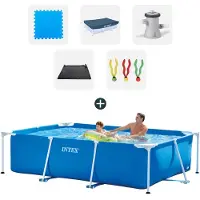 Intex zwembad - Complete set - 260x160x65cm - Inclusief zwembadtegels - Afdekzeil -Filterpomp - Solarmat - Duikspeelgoed
