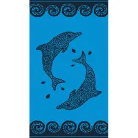 PHLOX Strandlaken 100% katoen 1 zijde velour 90x160 dolphin