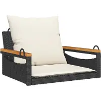 vidaXL - Schommelbank - met - kussens - 63x62x40 - cm - poly - rattan - zwart