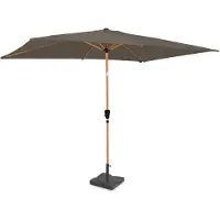 Vonroc Parasol Rapallo 200x300cm – Premium parasol – houtlook - taupe | Incl. Parasolvoet