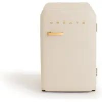 Create - Koelkast in retrostijl - Gebroken wit - Handvat Hout - FRIDGE RETRO 107L