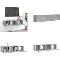vidaXL 2-delige Tv-meubelset bewerkt hout grijs sonoma eikenkleurig - Tv-kastenset - Tv-kastensets - Tv-kast - Tv-meubelset