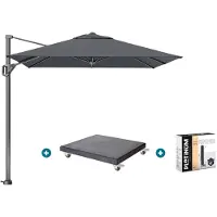 Platinum Voyager zweefparasol T1 2.5x2.5 m. - Antraciet + Modena voet en hoes