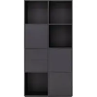 Goossens Wandmeubel Sevilla, 3 deuren 2 laden 4 open vakken, zwart eiken, 106 x 211 x 45 cm, modern design