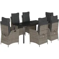 vidaXL 7-delige Tuinset met kussens poly rattan grijs