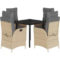 vidaXL 5-delige Tuinset met kussens poly rattan gemengd beige
